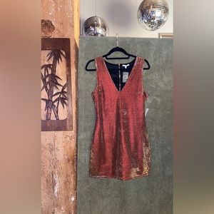 Brand NEW Charlotte Russe Metallic Copper Mini Dress-